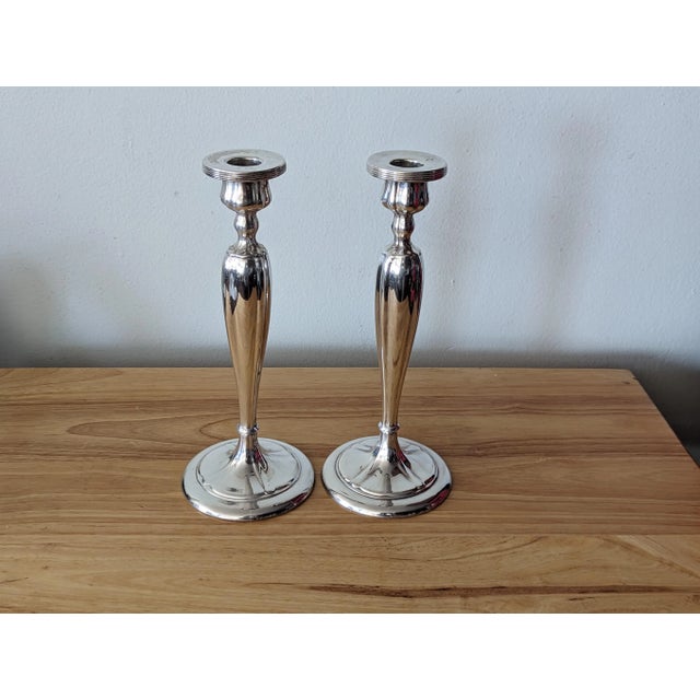 Metal Pair of 1940s W B Manufacturing Co. #2220 Traditional Candlesticks For Sale - Image 7 of 7