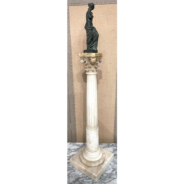 Bronze Large 19th Century Grand Tour Venus de Milo Marble Column For Sale - Image 8 of 12