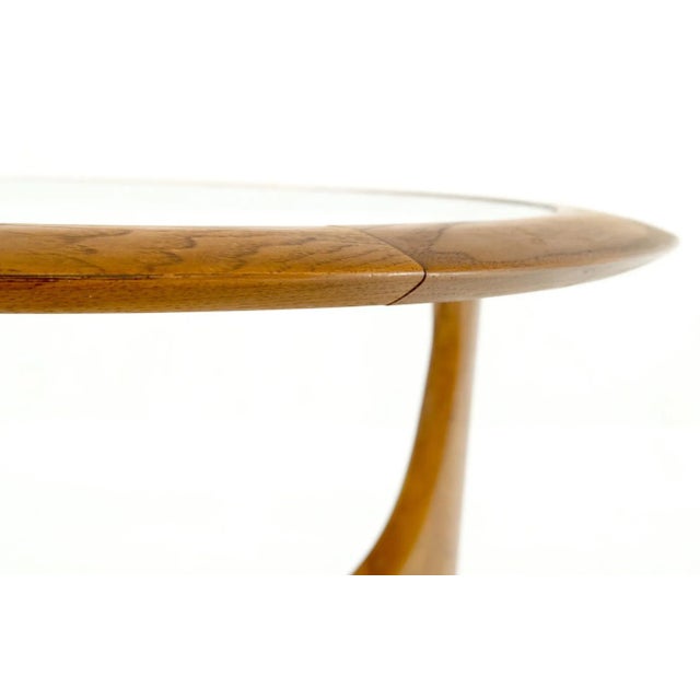 Lane Tripod Trileged Round Beveled Chestnut Bezel Glass Top Side End Table Stand For Sale - Image 10 of 13