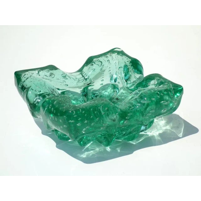 Water green ashtray Barovier Italy, 1930 Murano glass conclusion of bubbles This piece has an attribution mark, I am sure...