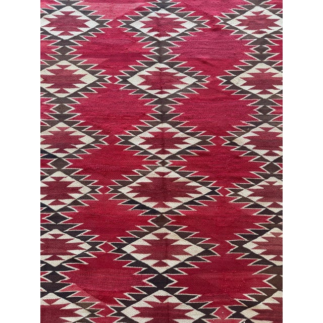 Textile Authentic Navajo Rug Early Red Field Geometric Textile Hand-Spun Wool Circa 1900 For Sale - Image 7 of 18