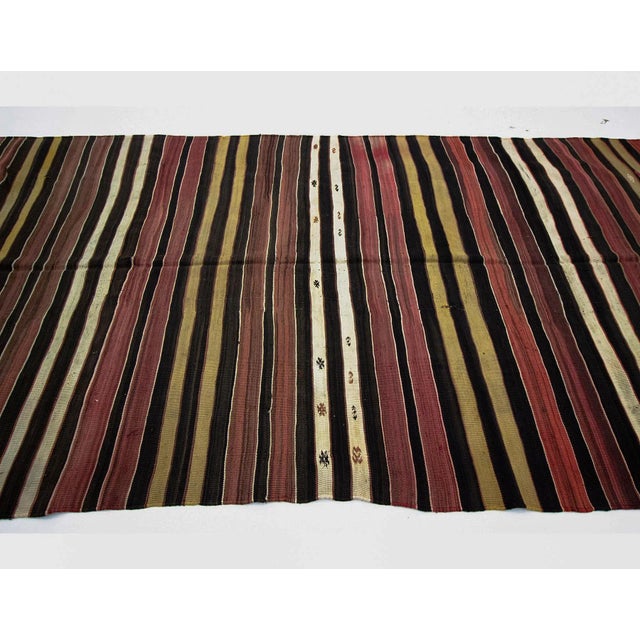 Mid-Century Modern Vintage Striped Wool Turkish Kilim Rug-6'x12'5" For Sale - Image 3 of 7