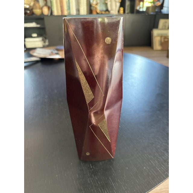 Metal Japanese Vase, Showa Period, 1980s For Sale - Image 7 of 9