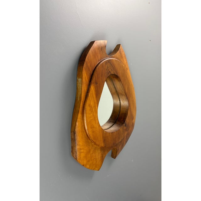 Brown Mid-Century Biomorphic Wall Mirror, France, 1960s For Sale - Image 8 of 15