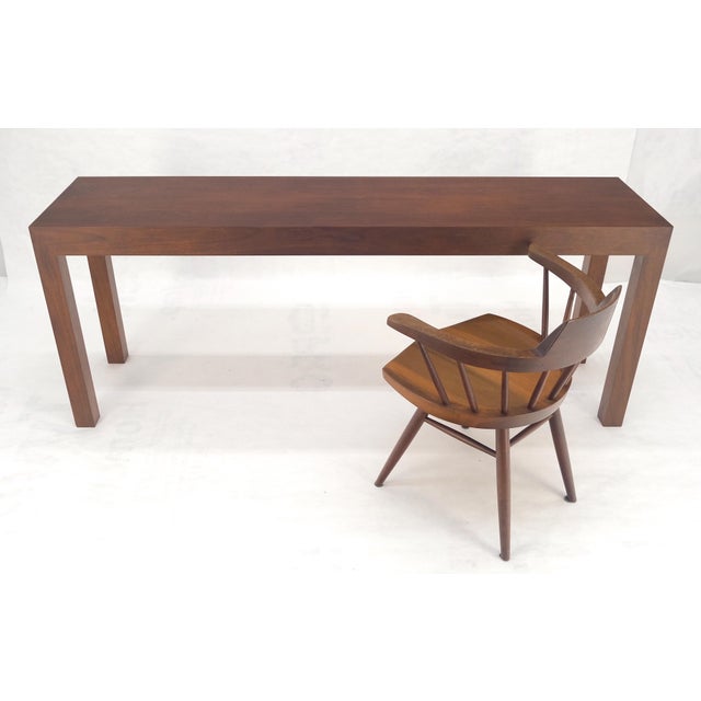 Wood Walnut Mid Century Modern 6' Long Parsons Style Console Sofa Table Baughman MINT For Sale - Image 7 of 13