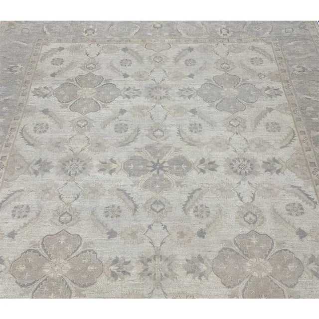 Ivory Handwoven Oushak Style Area Rug 9’1″ X 11’7″ For Sale - Image 8 of 11