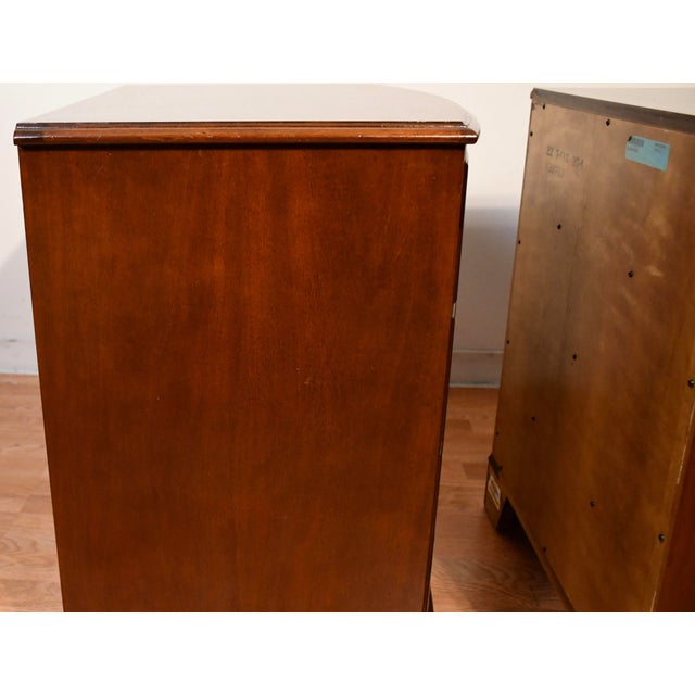 1940s Vintage Ethan Allen Regency Style Mahogany Pair of Nightstands For Sale - Image 10 of 13