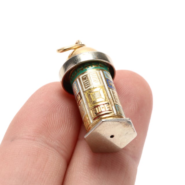 1970s French News Kiosk Charm, French Enamel Charm, News Kiosk Charm, French Gold For Sale - Image 4 of 6