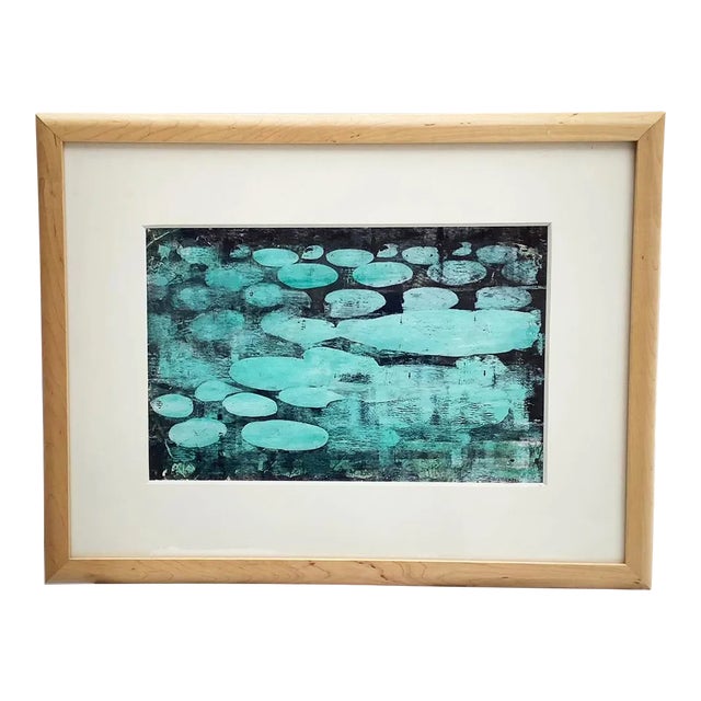 1940s Emil Bisttram Green Lily Pads Monoprint For Sale