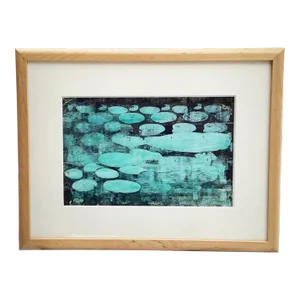 1940s Emil Bisttram Green Lily Pads Monoprint