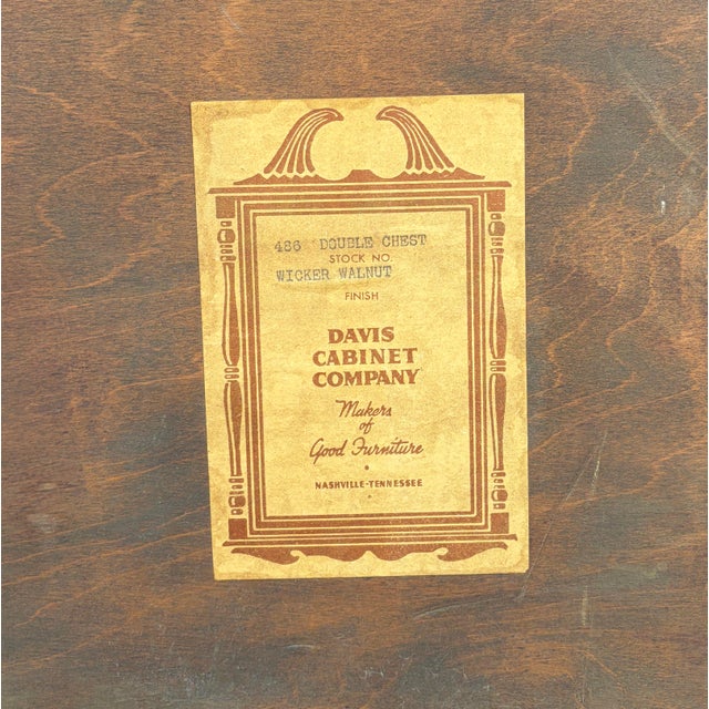 Brown Mid 20th Century Ten Drawer Walnut Dresser by Davis Cabinet Company For Sale - Image 8 of 13