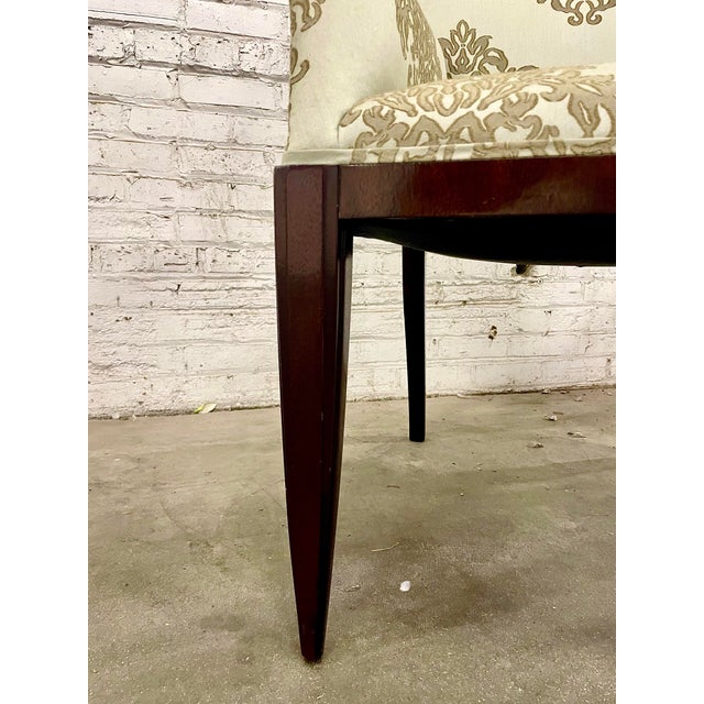 Dessin Fournir Modern Damask Upholstered Werth Dining Arm Chairs- a Set of 7 For Sale - Image 9 of 12