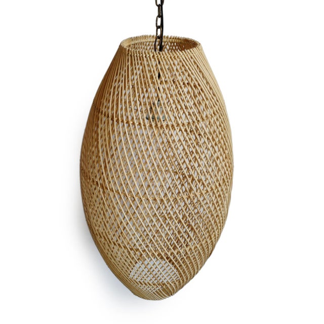 Modern Rattan Bead Pendant Light Large For Sale - Image 4 of 8