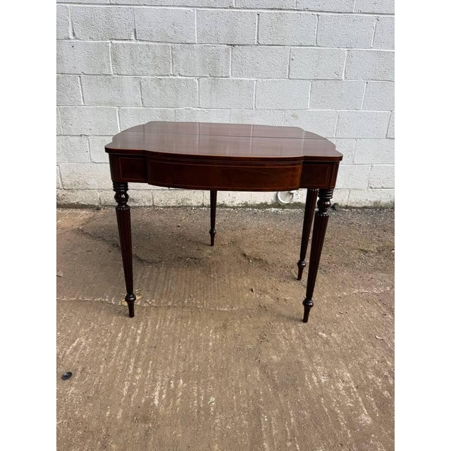 Antique Federal Style Mahogany Fold Top Console Card Table For Sale - Image 10 of 17