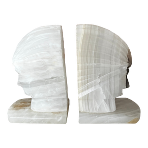 Vintage Onyx Native American Profile Bookends- a Pair