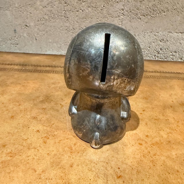 Mid-Century Modern Vintage Silver-Plated Snoopy Peanuts Money Box Can Bank Leonard For Sale - Image 3 of 10