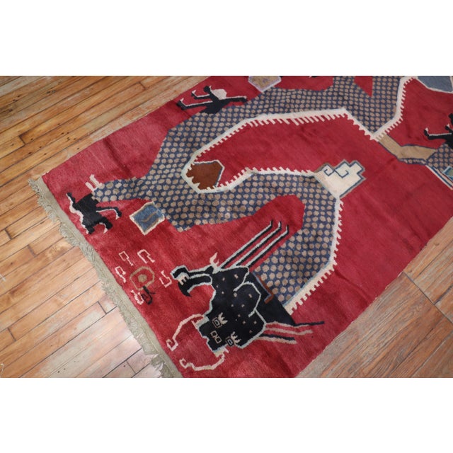 Vintage Dragon Tibetan Red Rug - 4' x 7' For Sale In New York - Image 6 of 11