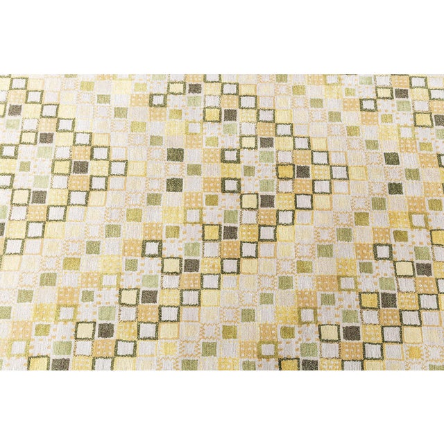 Textile Modern Swedish Geometric Hand-Knotted Silk & Wool Pile Rug by Doris Leslie Blau For Sale - Image 7 of 9