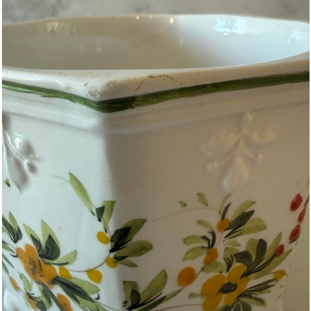 Vintage Chinoiserie Hand Painted Floral Planter For Sale - Image 10 of 10
