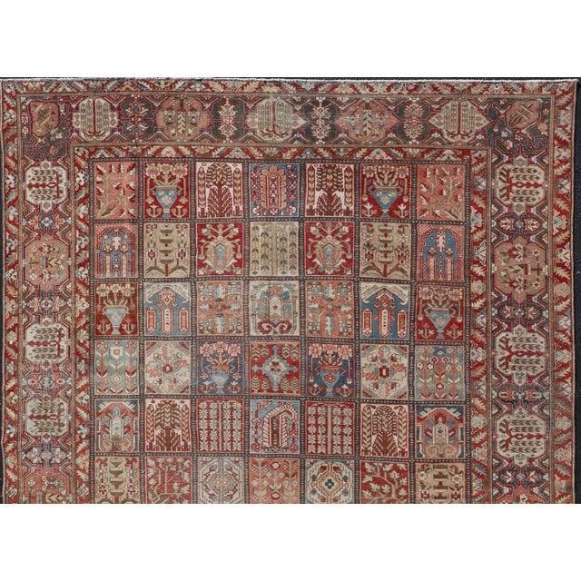 Square size Large hand knotted Persian Bakhtiari rug with all-over garden design. Keivan Woven Arts / rug EMB-9704-P13455,...