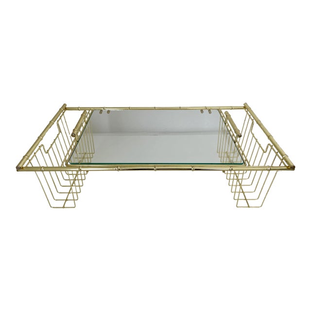 Mid 20th Century Hollywood Regency Faux Bamboo Brass Breakfast in Bed Lap Tray For Sale
