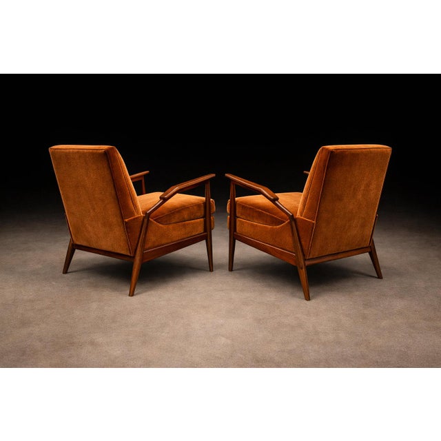 Giuseppe Scapinelli Giuseppe Scapinelli Pair of Armchairs in Caviúna & Burnt Caramel Mohair Velvet, Brazil, 1950s For Sale - Image 4 of 17