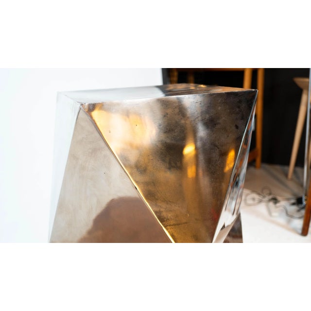 Late 20th Century Modernist Geometric 'Origami' Metal Sculptural Pedestal For Sale - Image 13 of 16