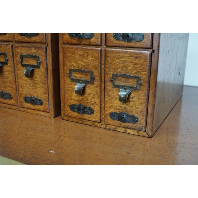 French Oak Apothecary Cabinet / Filing Cabinet, 1920s, Set of 2 For Sale - Image 10 of 17