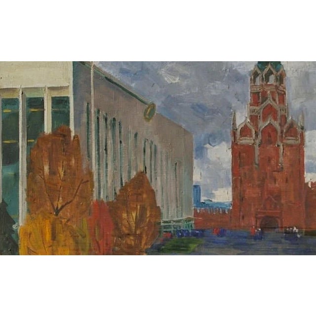 Moscow Landscape Antique Oil Painting Original Soviet Art Ukrainian Artist Sandyrev I. 80-130 1970s For Sale - Image 6 of 6