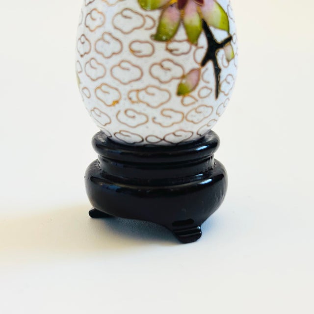 Small Vintage Cloisonne Egg Incense Holder on Stand For Sale In San Francisco - Image 6 of 9