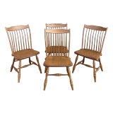 Late 20th Century Edrich Mills Hand Crafted American Traditional Solid Oak Windsor Dining Chairs - Set of 4 For Sale