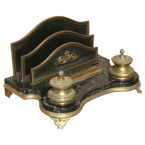 French Bronze & Marble Desk Caddy