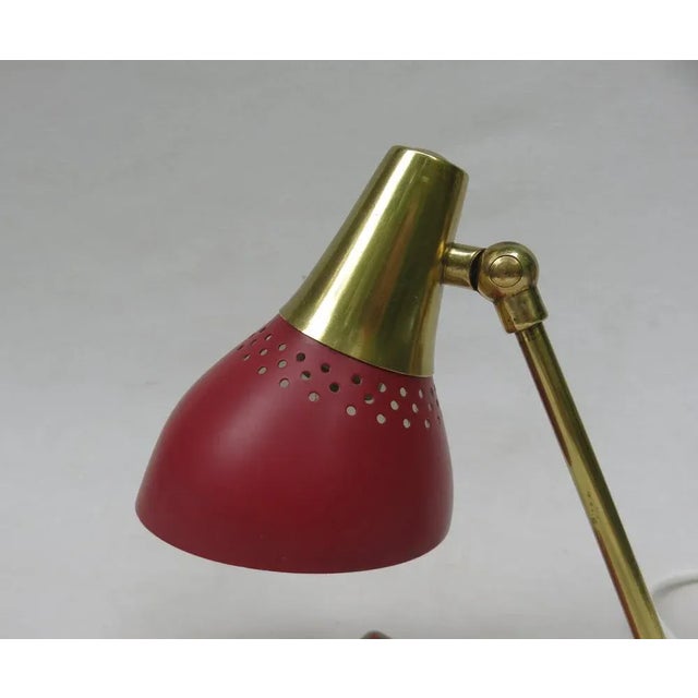 Small Red and Blue Brass Bedside Table Lights, 1950s, Set of 2 For Sale - Image 12 of 18