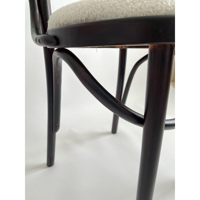 Antique Romanian Bentwood Accent Chair with Cream Boucle Seat For Sale - Image 12 of 16