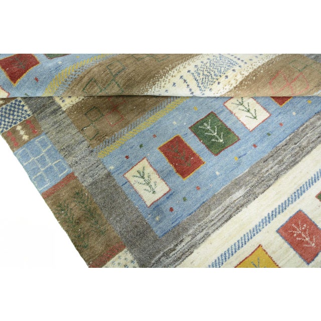 Beige Hand-Knotted Gabbeh Nomadic Rug For Sale - Image 8 of 11