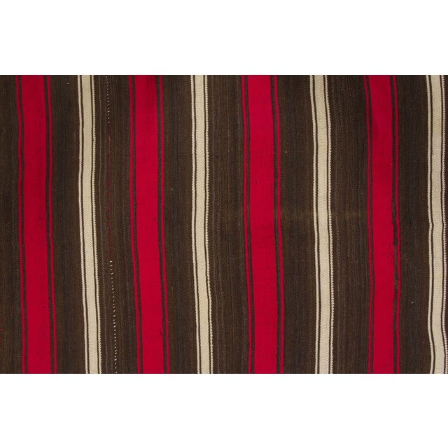 1950s Vintage Chaput Kilim Wool Rug With Red Stripes by Rug & Kilim, 1950-1959 For Sale - Image 5 of 9