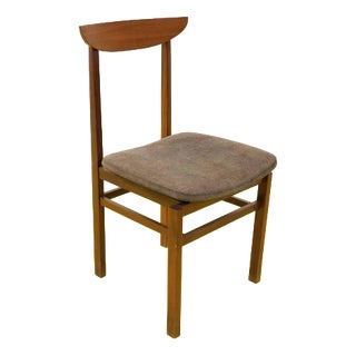 Wooden Chair with Brown Upholstered Seat For Sale