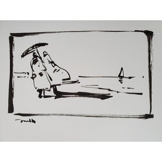 Contemporary Minimalist Expressionist Style Figurative Ink Drawing by Jose Trujillo For Sale