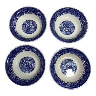 1950s Chinoiserie Blue Willow Bowls - Set of 4 For Sale