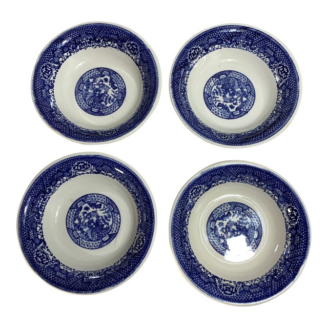 1950s Chinoiserie Blue Willow Bowls - Set of 4 For Sale