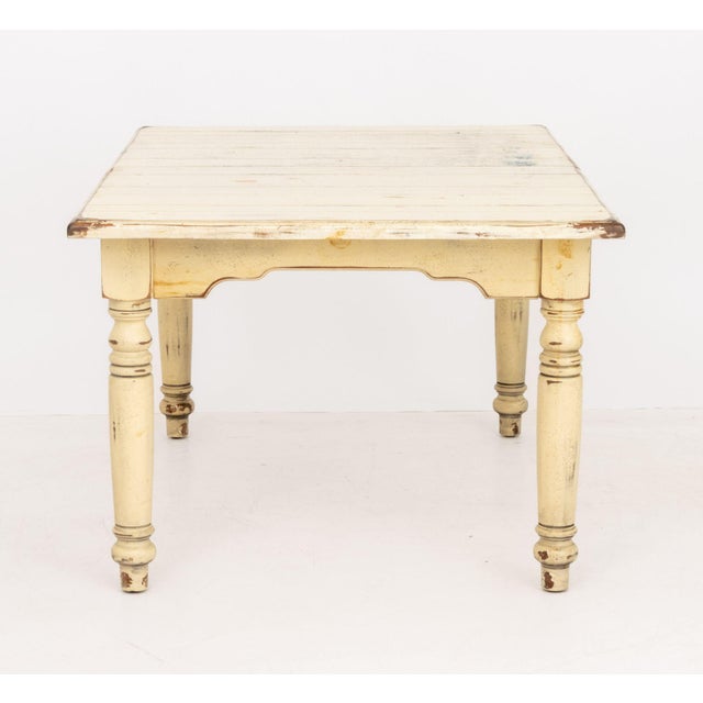White Provincial Distressed White Painted Pine Dining Table For Sale - Image 8 of 13