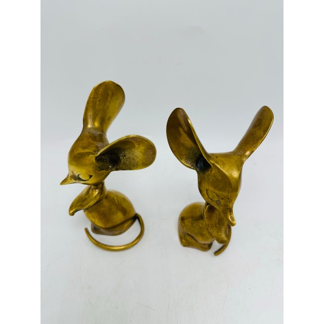 1980s Vintage Brass Mice, a Pair For Sale - Image 5 of 8