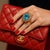 Gemstone Bochic “Orient” Vintage Diamond, Blue Topaz & Pink Tourmaline Ring Set 18K & Sil For Sale - Image 7 of 11