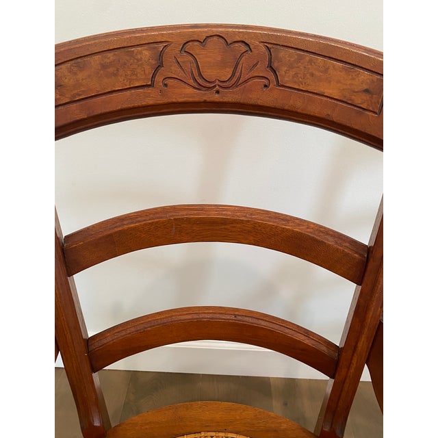 Pair of Late Victorian Early Edwardian Cane Seat Chairs With Carved Tulip Motif For Sale In Orlando - Image 6 of 17