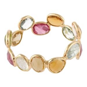 Tourmaline Eternity Band in 18k Yellow Gold Size 7 ( All Sizes Available )