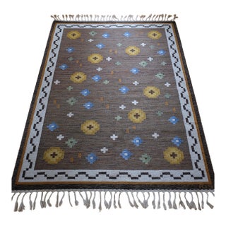 "Blomsteräng" Rug by Designer Anna Greta Sjöqvist For Sale