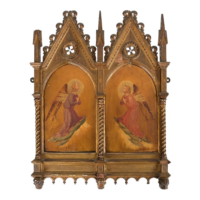 Italian Gothic Revival Devotional Diptych After Fra Angelico For Sale
