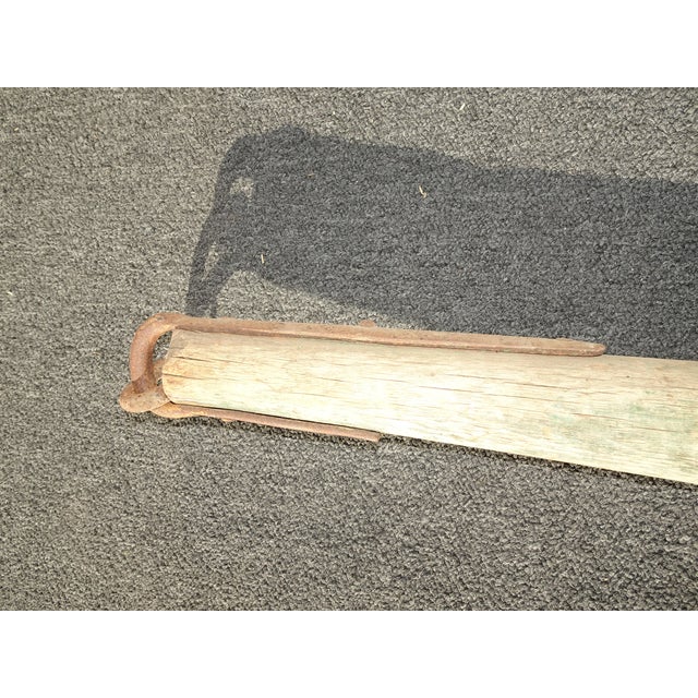 Antique Hand Forged Ox Yoke Primitive Western Farm Tool W Iron Rings Room Decor For Sale - Image 14 of 18