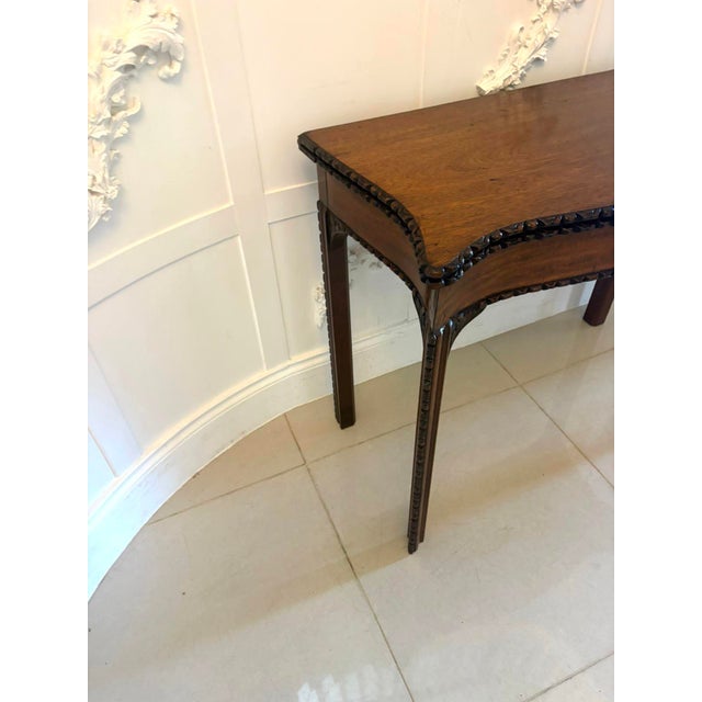 Antique Georgian Chippendale Mahogany Serpentine Console Card Table, 1770s For Sale - Image 9 of 12