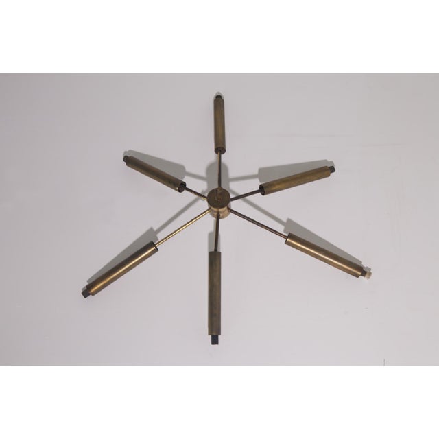 Italian Brass Ceiling Light with Six Rays, 1950 For Sale - Image 9 of 12